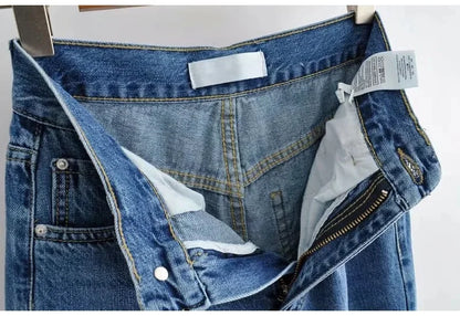 MiuKoMiYa Ripped Jeans For Women 2023 Streetwear Straight Denim Pants High Waist Long Denim Trousers Women Hollow Out Jeans