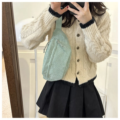 Women Waist Bag Fashion New Student Shoulder Crossbody Bag Corduroy Niche Chest Bag Banana Belt Bags Ladies Handbag