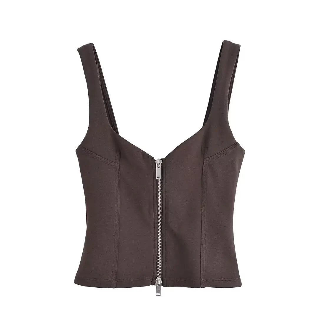 Women's Tops Summer 2025 New Elastic Tight-Fitting Elegant Summer Holiday Tops Women's Street Chic Youth Fashion Joker Vest Tops