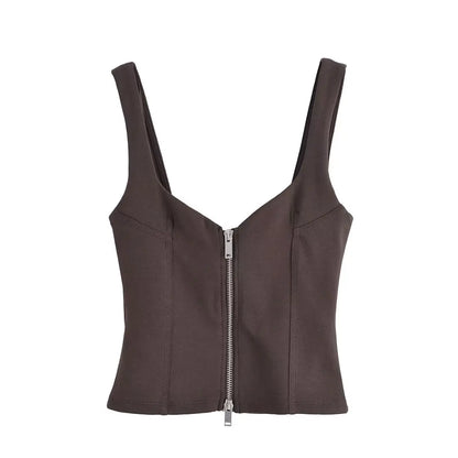 Women's Tops Summer 2025 New Elastic Tight-Fitting Elegant Summer Holiday Tops Women's Street Chic Youth Fashion Joker Vest Tops