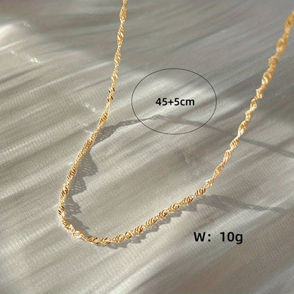 Exquisite Gold Plated Stainless Steel Thin Chain Necklace for Women Simple Style Clavicle Chain Female Jewelry