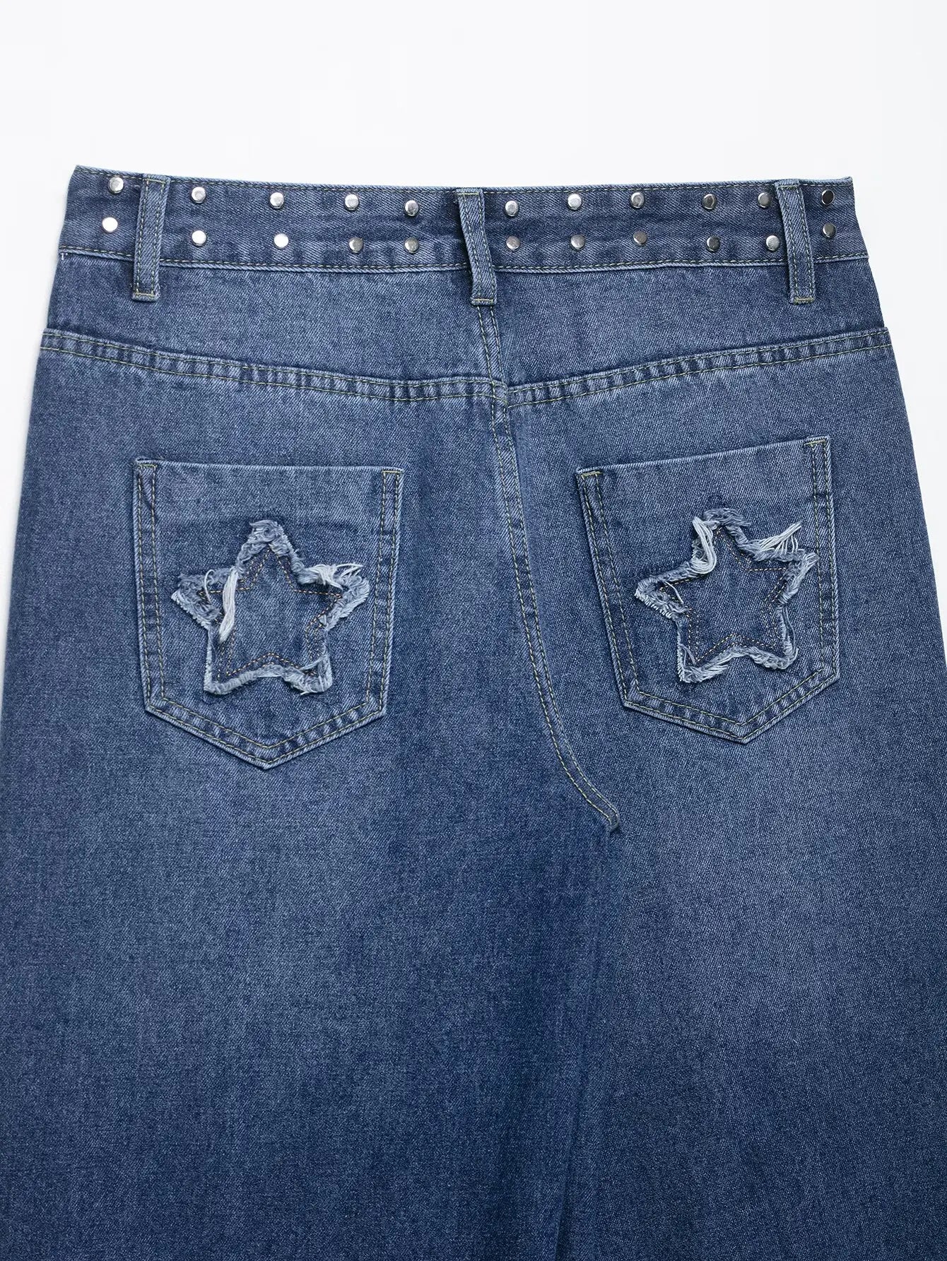 European style new women's fashion versatile temperament straight embroidered low waist jeans trousers