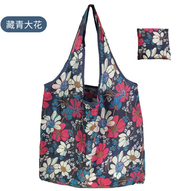 Reusable Shopping Bags Foldable Large Size Women Shopping Bags Totes Heavy Duty Washable Cloth Grocery Bags Eco-Friendly Bags