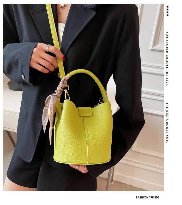 Fashion Women Crossbody Bags Autumn Winter Shoulder Bags Luxury Brand Design Bucket Bag Ladies PU Leather Portable Hand Bags