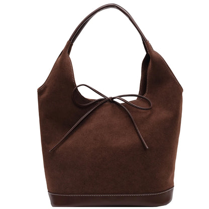 Women PU Tote Bag Designer Shoulder Bags Fashion Bucket Bag Large Capacity Suede Tote Purse Handbag Stylish Commuting Bag