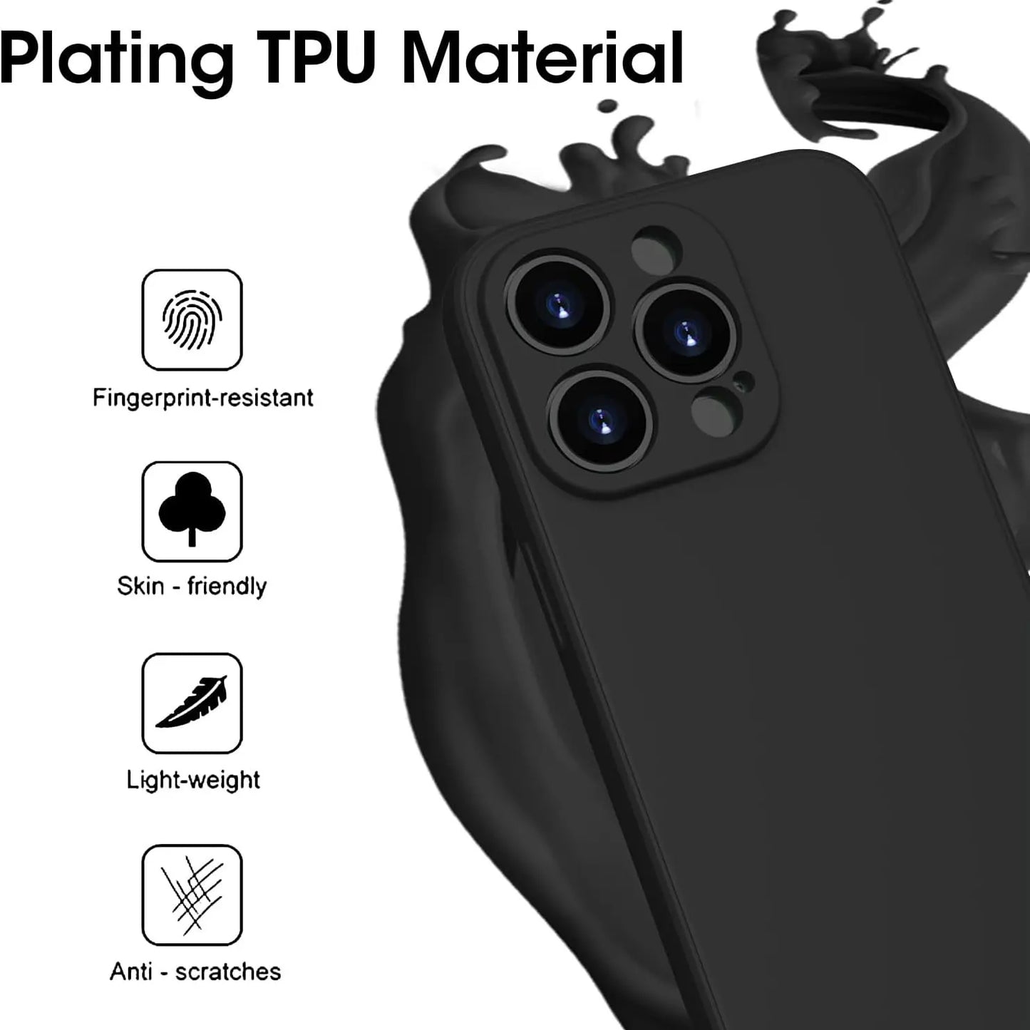 Shockproof Black Phone Case For iPhone 16 15 Pro Fundas For iphone 11 12 13 14 Pro Max 15 Plus Camera Protection Back Cover Case