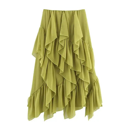 Skirts Summer Women's 2025 New Chic Women's Elegant Cascading Holiday Skirts Street Leisure Youth Fashion Long Skirts