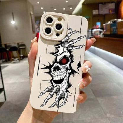 Black Skull Phone Case For iPhone 15 Cases iPhone 14 13 12 11 Pro Max Mini XS Max XR X 7 8 Plus SE2022 Matte Soft Silicone Cover