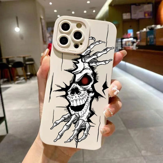 Black Skull Phone Case For iPhone 15 Cases iPhone 14 13 12 11 Pro Max Mini XS Max XR X 7 8 Plus SE2022 Matte Soft Silicone Cover