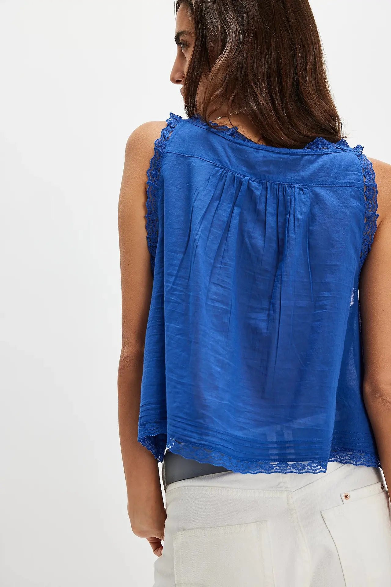 Women Sexy Crop Tops Sleeveless Boho Free Style Tank Tops Splice Lace Hippie Tops Button Down Summer Caimis Tee Top Female Cloth