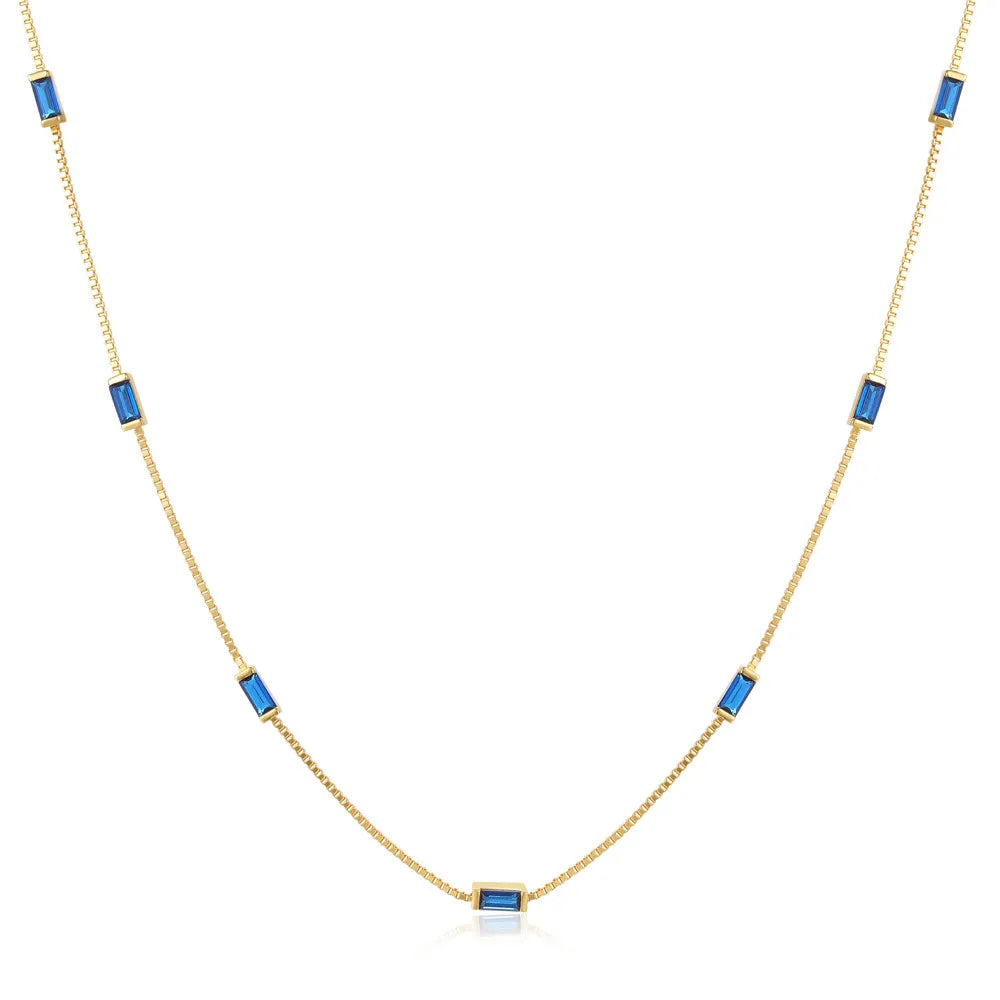 CANNER Necklace For Women Silver 925 Sterling Colored Zircon Collarbone Chain Trendy Jewelry Delicate Simple Long Thin Chain