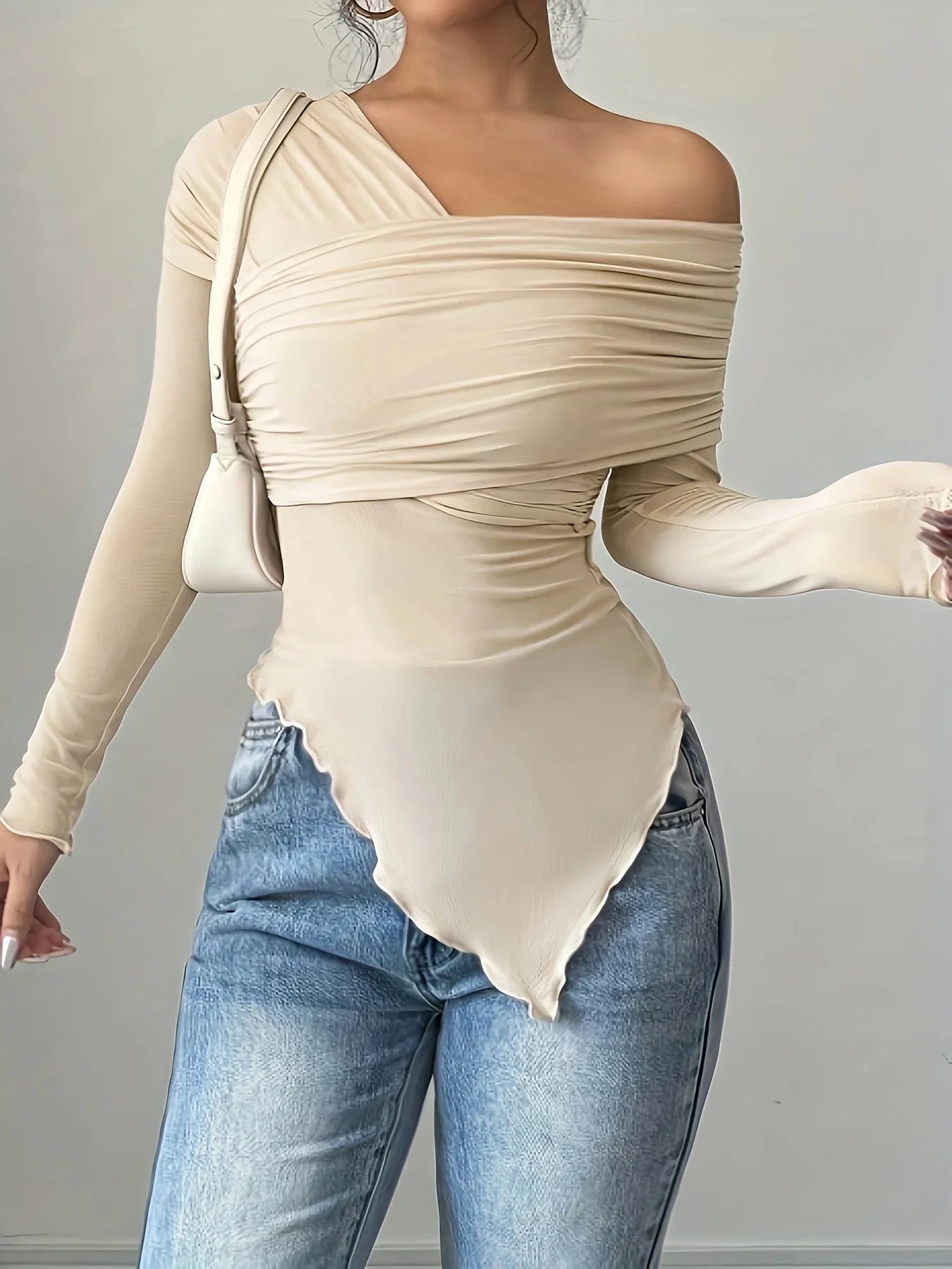 Women's Tops Summer Casual Fashion V-Neck Long Sleeve Strapless Top T-Shirt Women Clothing Feminist Shirt Harajuku Y2k Top