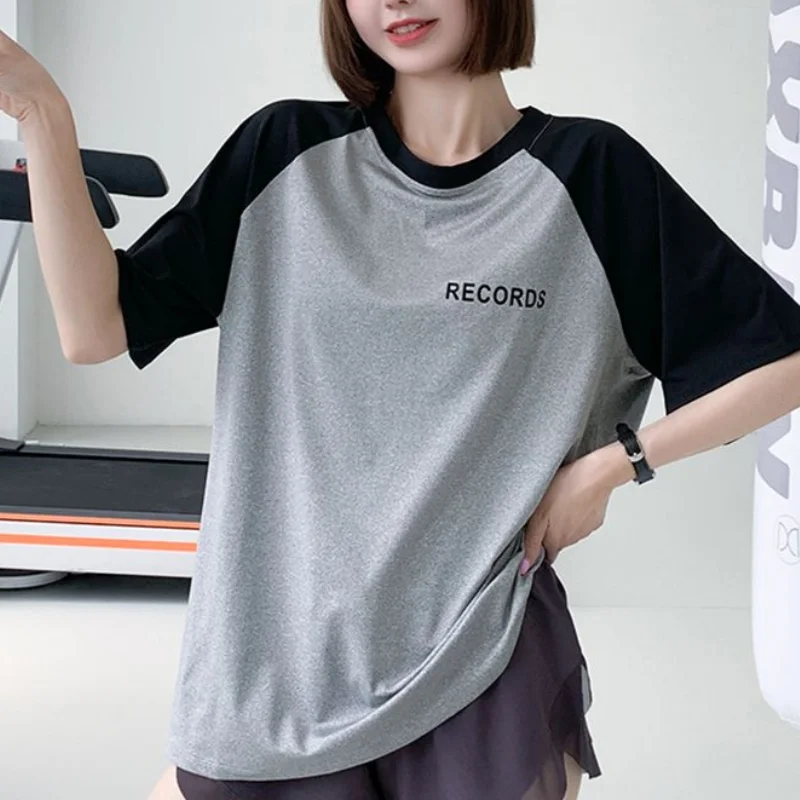 Yoga Top Women Fashionable Fitness Clothing Breathable Loose Short Sleeve Summer Running Sports Training T-shirt Plus Size
