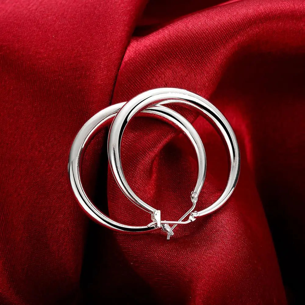925 Sterling Silver 3.5cm Round earrings high quality 18K gold plated  Fashion Jewelry Wedding Christmas Gift