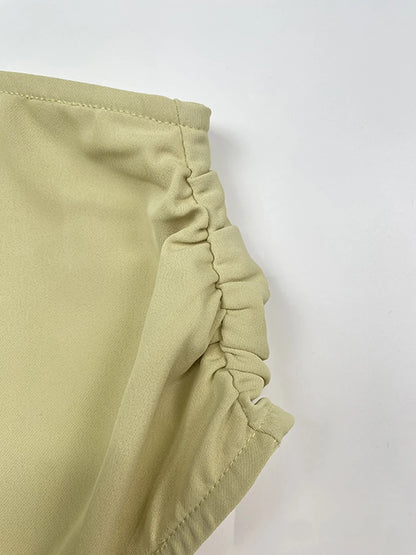 Beautyblue Turmeric Women's Tops One-Shoulder T-Shirts 2025 New Fashion Pleated Slanted Shoulders Sexy Loose Summer Tee Female