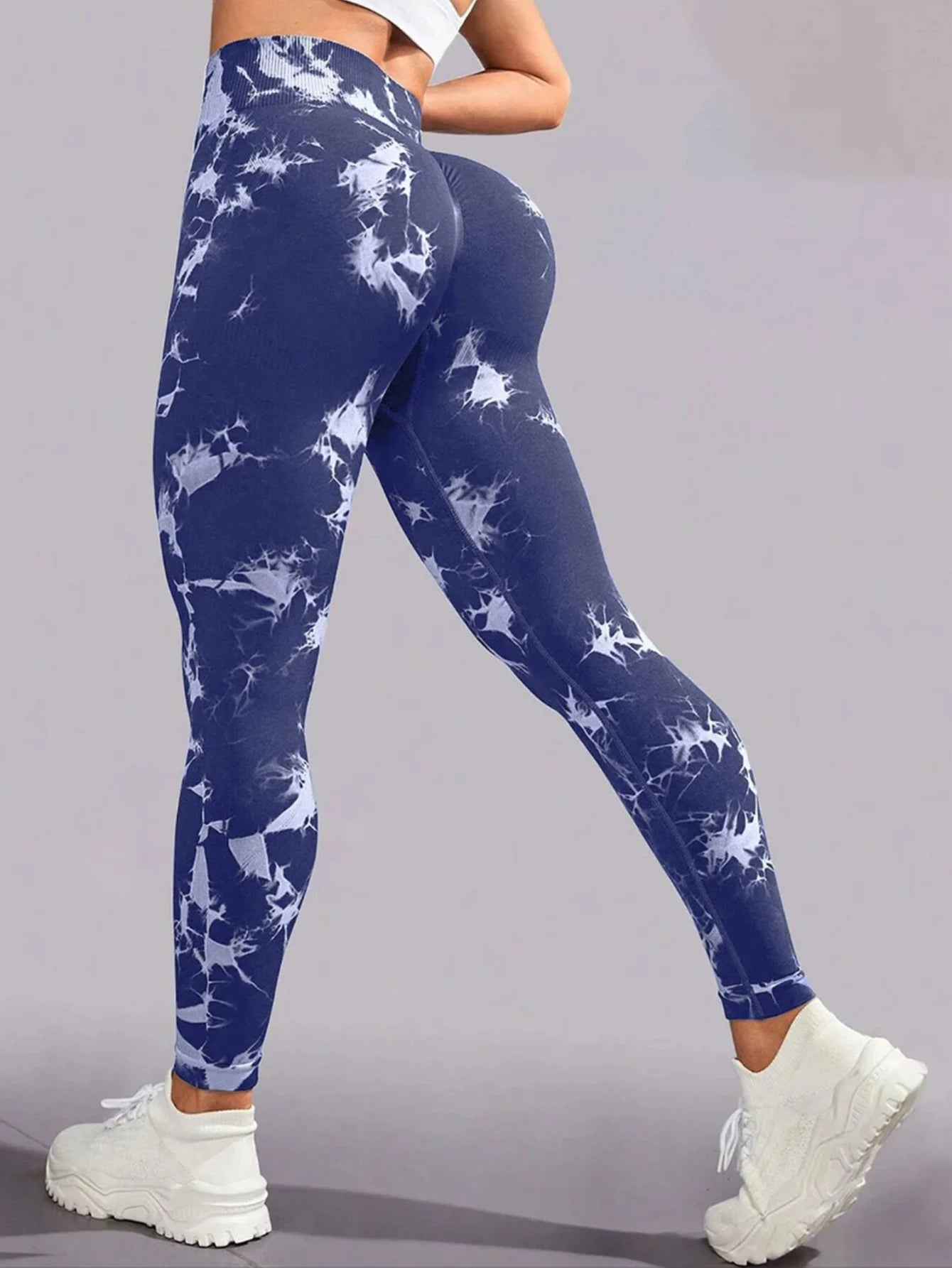 Womens Yoga Pants Gym Leggings Seamless Tie Dye High Waisted Elastic Leggings Peach Buttocks Running Fitness Sports Casual Pants