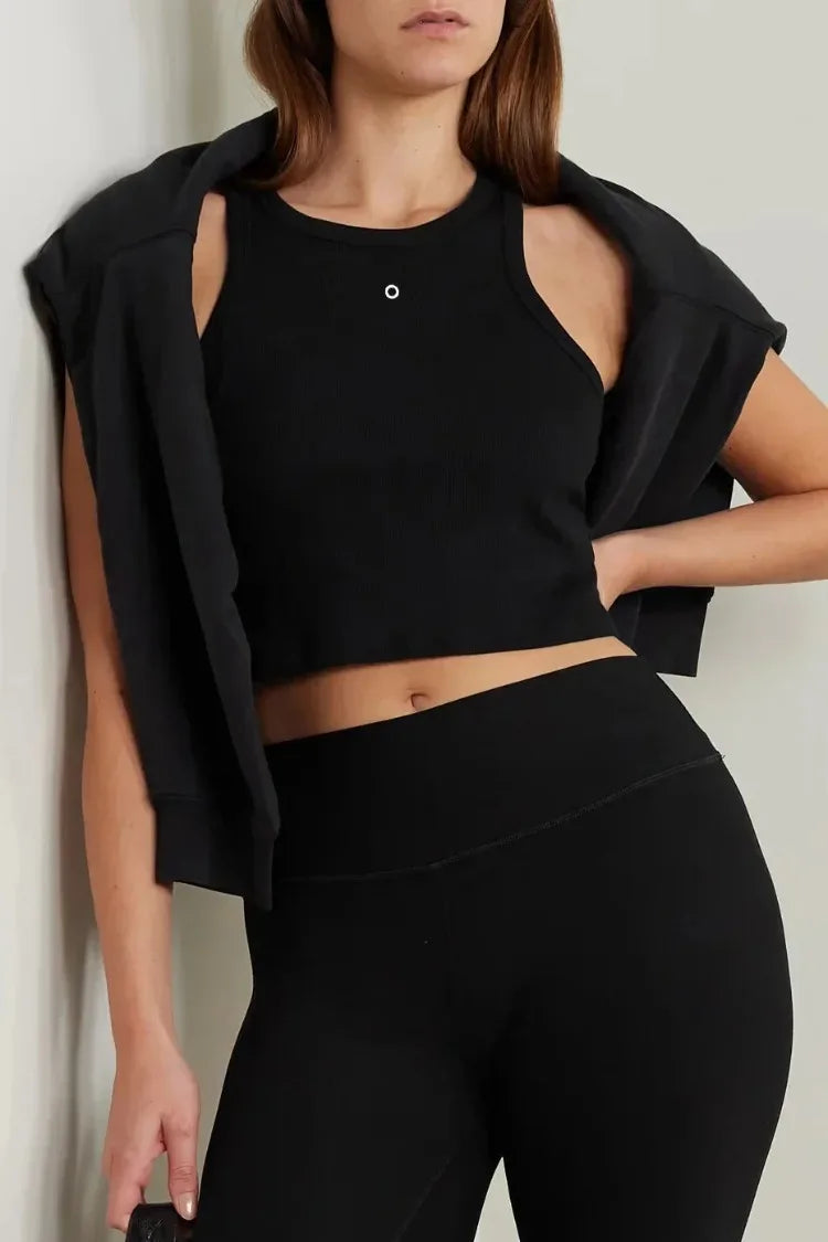 Cotton Sleeveless Tank Top for Women Summer New White Slim Yoga Fitness Vest Leisure Running Gym Breathable Pilates Tank Top