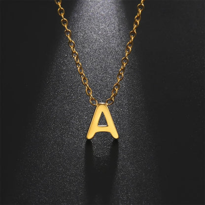 Initial A-Z Letter Necklaces for Women Elegant Chains Choker 26 Alphabet Pendant Necklace Stainless Steel Jewelry collier femme