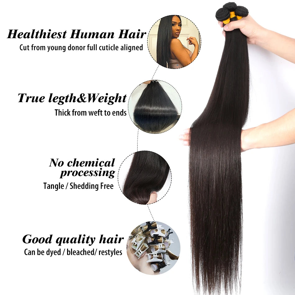 Brazilian Hair Weave Human Hair Bundles Bone Straight Raw Virgin Human Hair Extensions 3 Bundles Remy Hair Weft For Black Women