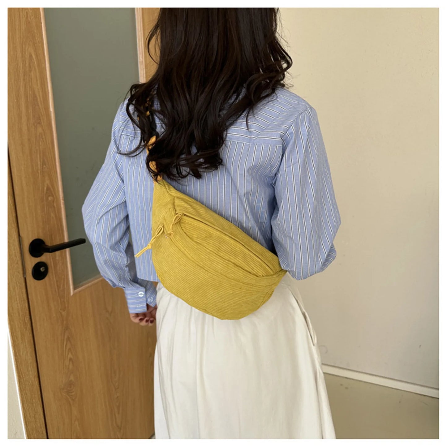 Women Waist Bag Fashion New Student Shoulder Crossbody Bag Corduroy Niche Chest Bag Banana Belt Bags Ladies Handbag