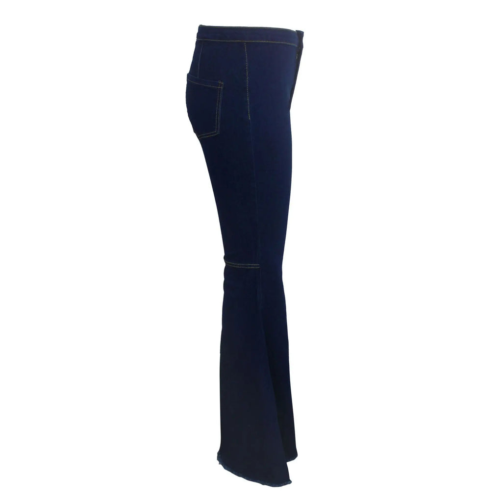 Women Jeans Flare Pants Sexy Denim Long Pant Hip Wrap Casual Solid Elegant Splice Regular Slim Fit High Waist Trousers Summer
