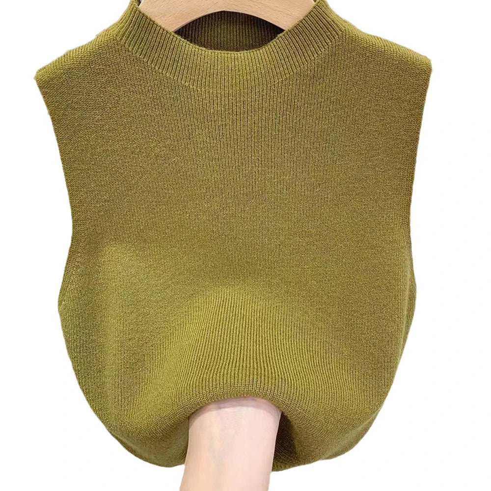 Women's Vest Tank Top Solid Color Knitted Tees Cropped Camisole Sweater Half-turtleneck Spring Autumn Sleeveless топ женский