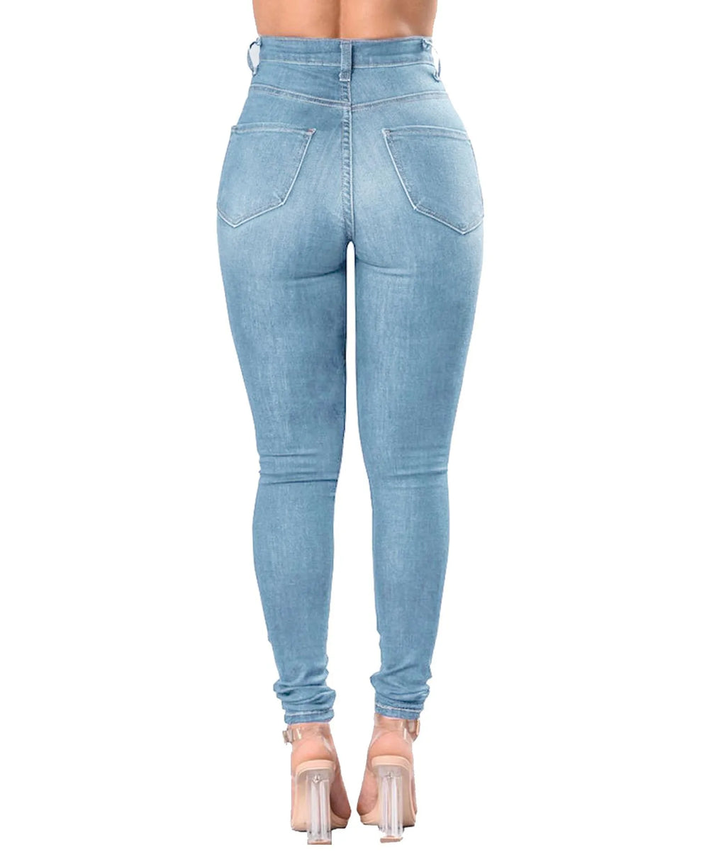 New Designer Denim Women 2025 High Waist Ripped Jeans for Women Skinny Black White Jeans Woman Elastic Slim Jean Female Femme