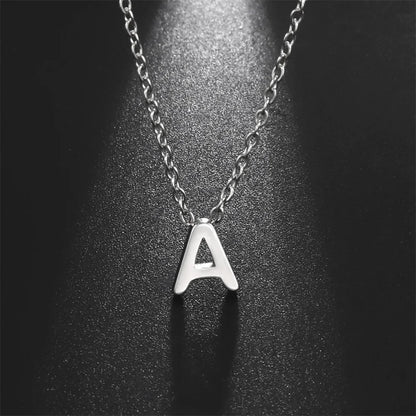 Initial A-Z Letter Necklaces for Women Elegant Chains Choker 26 Alphabet Pendant Necklace Stainless Steel Jewelry collier femme