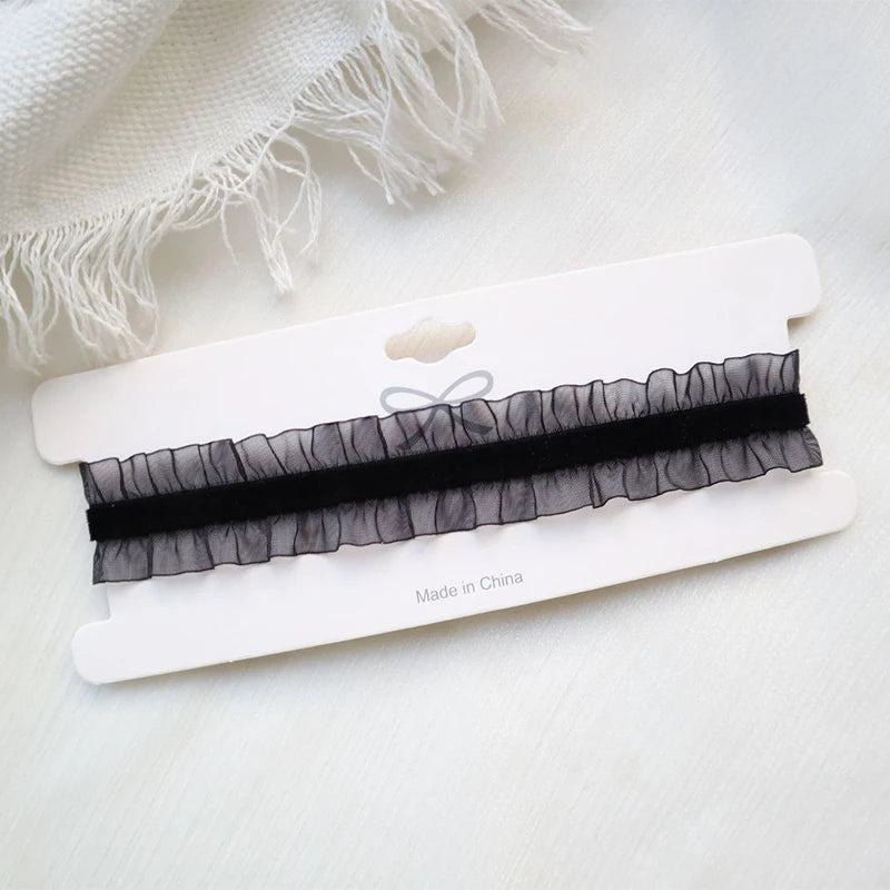 Black Choker Necklace For Women Elegant Lace Velvet Stretch Chain Gothic Flower Short Clavicle Neck Cord Aesthetic Jewelry Gift