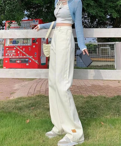 Denim Pants Woman High Waist Shot Straight Leg Trousers Jeans for Women with Pockets Office Retro Fashion Casual Luxury Designer