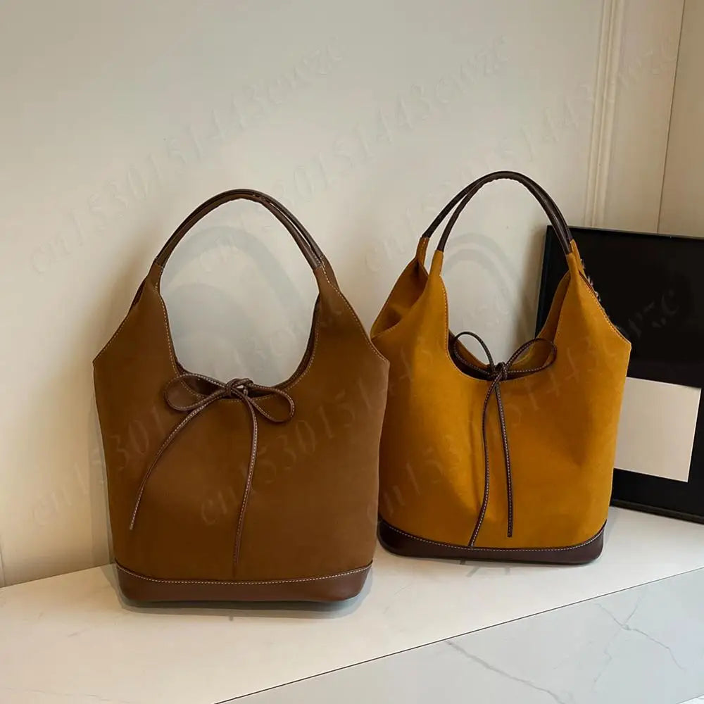Women PU Tote Bag Designer Shoulder Bags Fashion Bucket Bag Large Capacity Suede Tote Purse Handbag Stylish Commuting Bag