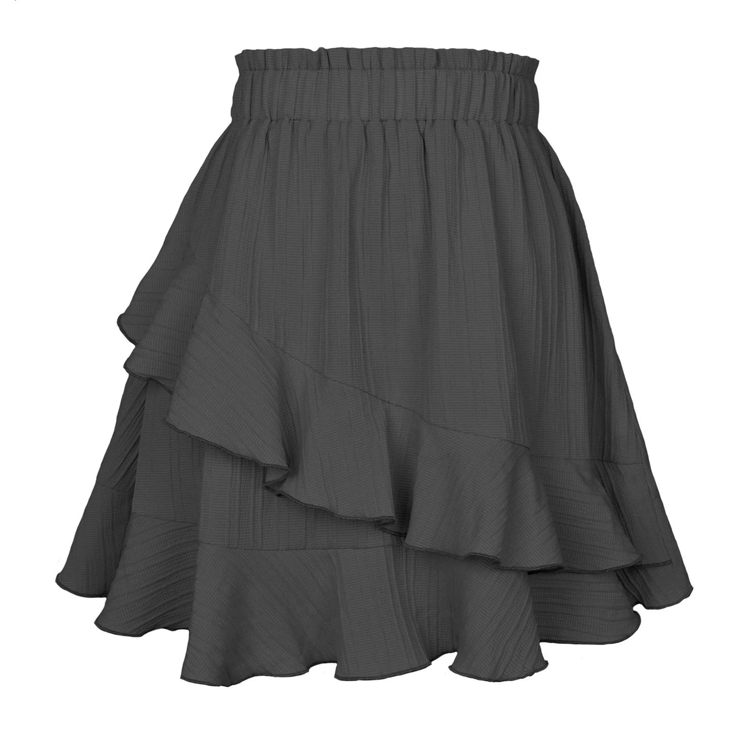 Women'S Skirt Fashion Women'S Ruffle Skirt High Waist Irregular Solid Color Short Skirt Women'S Fashionable Solid Color Skirt
