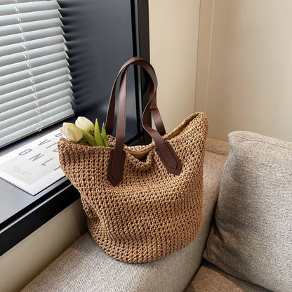 Women Shouder Bag Bohemian Straw Underarm Bag Summer Beach Woven Armpit Bag Large Casual Crochet Tote Bag Shopping Bags