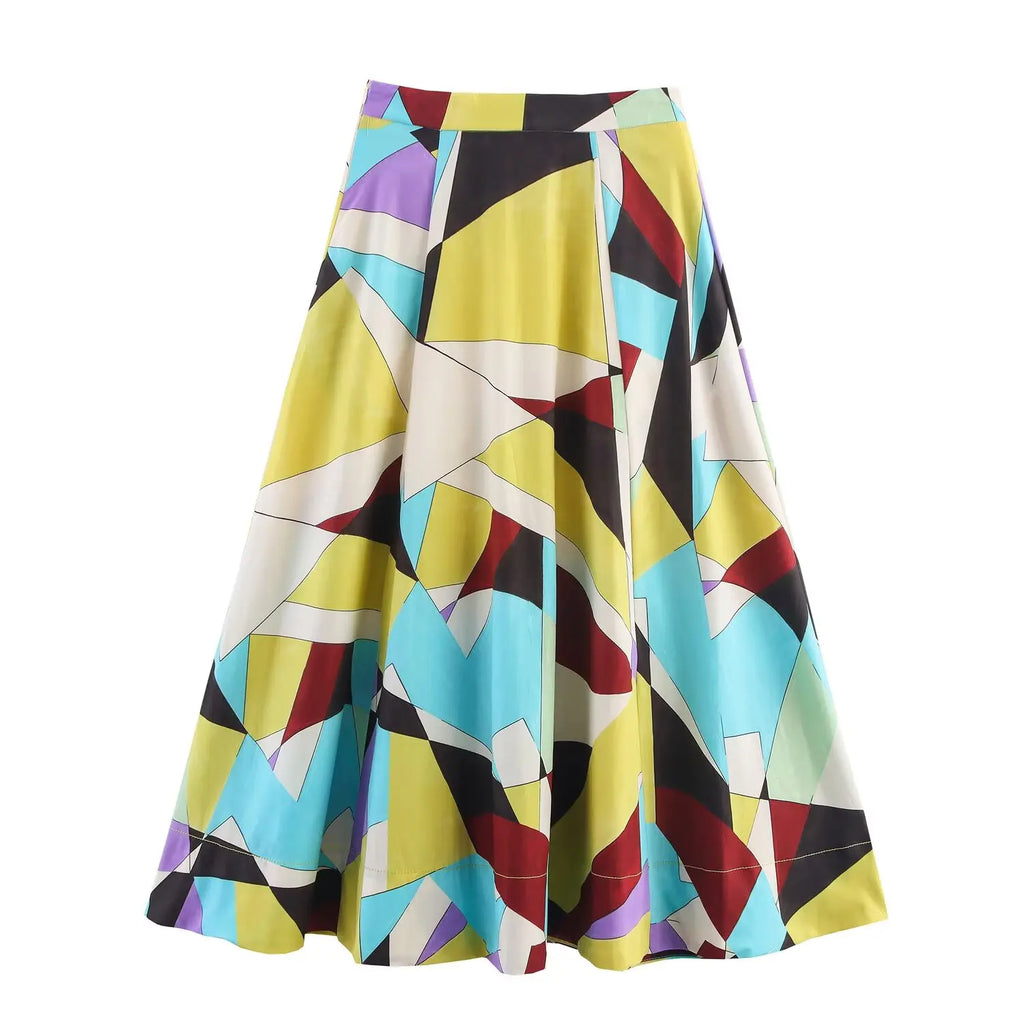 Skirts Summer Women's 2025 New Chic Print High Waist Women's Skirts Fashion Joker Street Youth Holiday Travel Skirts