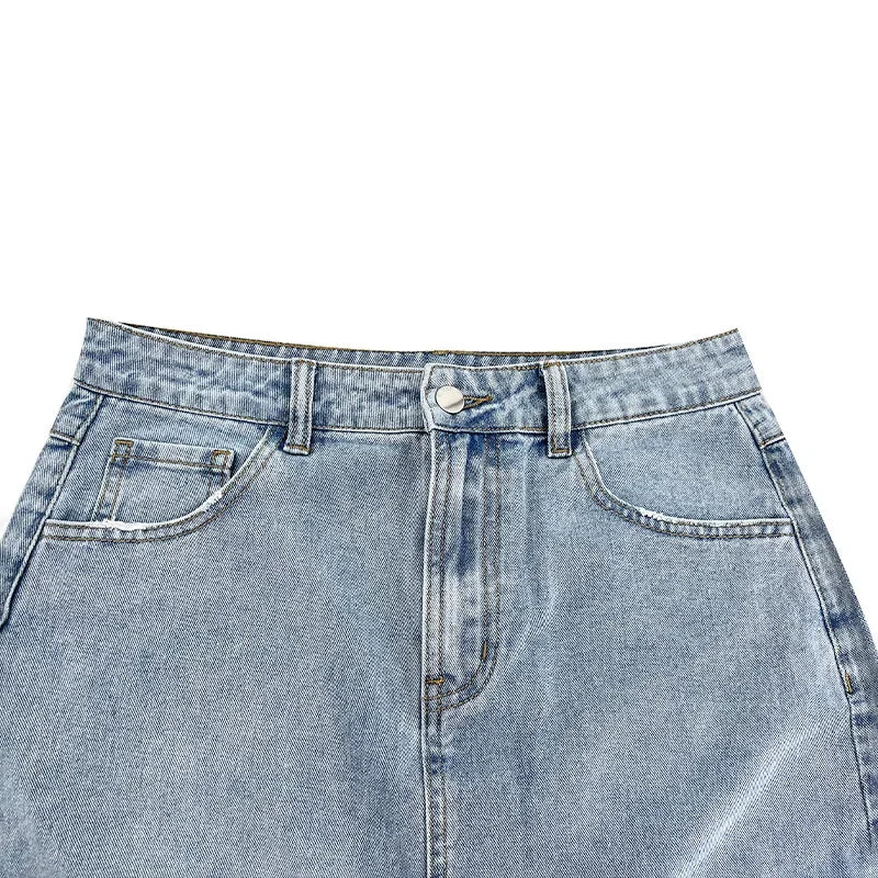Hole Denim Midi Skirt Women 2024 Spring Summer High Waist Streetwear Sexy Buttocks One Step Skirts Bodycon Vintage Jean Skirts