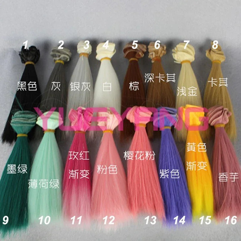 1pcs  Wig Refires Bjd Hair 15cm*100CM Black Gold Brown Green Pink Color Straight Wig Hair for 1/3 1/4 BJD Diy