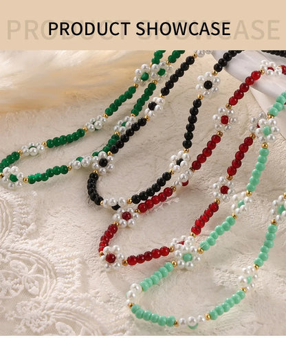 Women's Necklace Elegant Handmade Bead Color Natural Stone Woven Collarbone Chain Fashionable and Versatile Jewelry Accessories