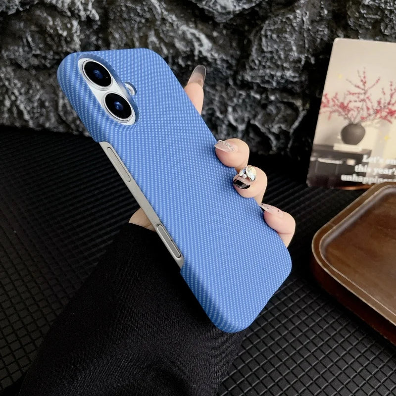 Simple Slim Matte Carbon Fiber Frameless Phone Cases for iPhone Shockproof Hard Cover 16 15 14 plus 13 12 pro Max 11 Half Pack