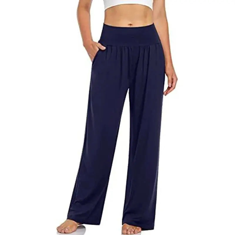 Womens Wide Leg Yoga Pants High Waisted Comfy Casual Loose Pants Workout Plus Size Lounge Sweatpants with Pockets