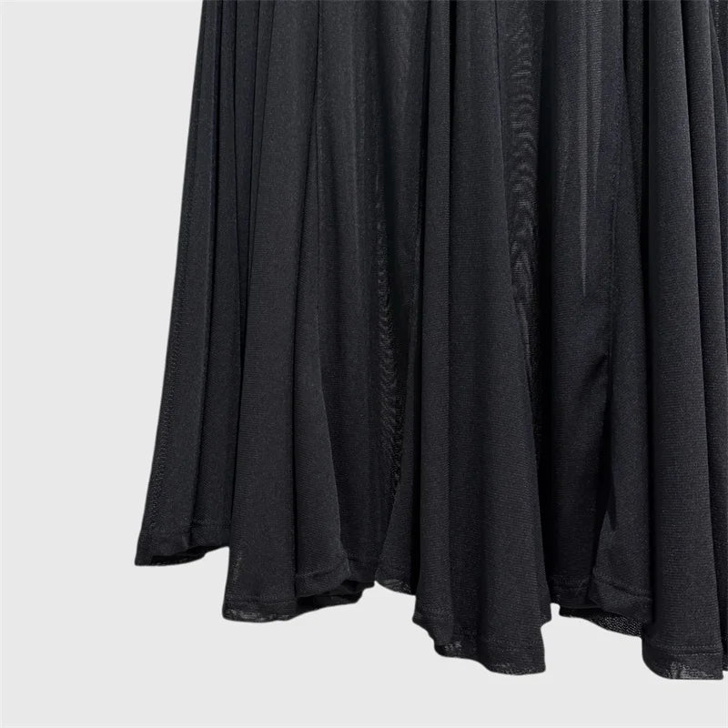 Women skirt New high waisted slim fit fishtail skirt for summer 2025 women's half skirt Translucent mesh spliced long skirt y2k