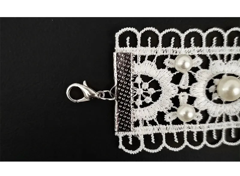 White Necklace Pearl Lace Women Fashion Necklace Earrings lolita Accessories