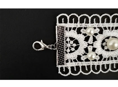 White Necklace Pearl Lace Women Fashion Necklace Earrings lolita Accessories