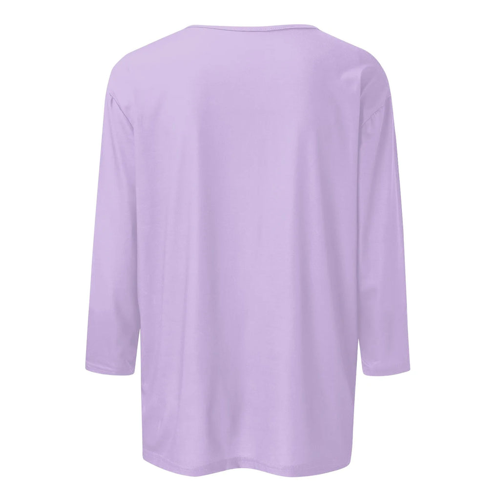 Women Summer Tops Round Neck Three Quarter Sleeve Comfortable Print T Shirt Blouse Women T Shirt muticolor t shirt tops