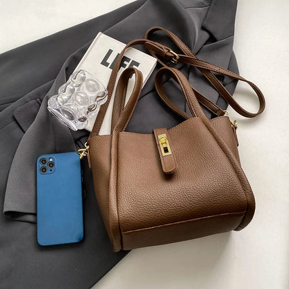 Stylish Bucket Bag for Women with Magnetic Closure Crafted from Durable PU Leather Ideal for Work and Travel Use