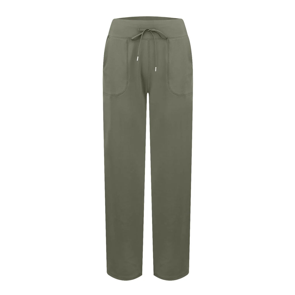 Wide Leg Yoga Pants For Women Solid Color High Waist Sweatpants With Pockets Stretch Comfy Workout Sports Trousers