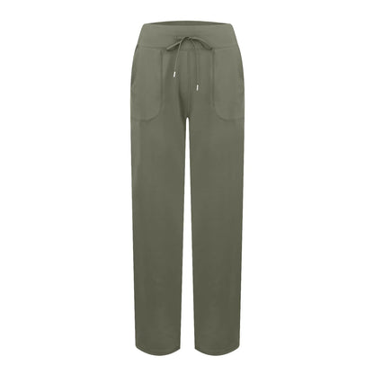 Wide Leg Yoga Pants For Women Solid Color High Waist Sweatpants With Pockets Stretch Comfy Workout Sports Trousers