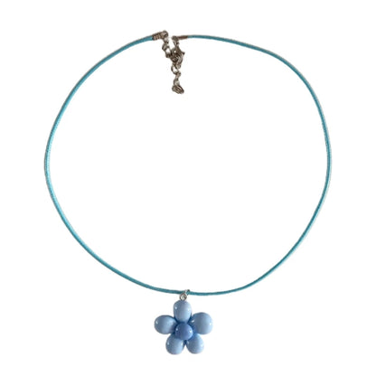 Colorful Flower Necklace Statement Pendant Necklace Floral Design Neck Jewelry Rope Necklace Perfect Gift for Women Girl