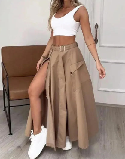 Elegant Skirts For Women Clothing Trend 2025 Casual Spring Summer Fashion High Waist Irregular Zipper Pockets Female Long Skirt