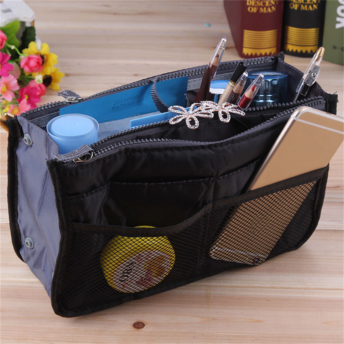 Women Make Up Cosmetic Bag Travel Handbag Nylon Large Container Make Up Case Organizer Bags Ladies Foldable Purse Clutch Bag