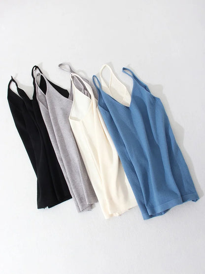 Women Knitted Top Straps Basic Summer Tank Tops For Women 2023 Camisoles T Shirts Women Tops Summer Pulovers Woman Summer Tops